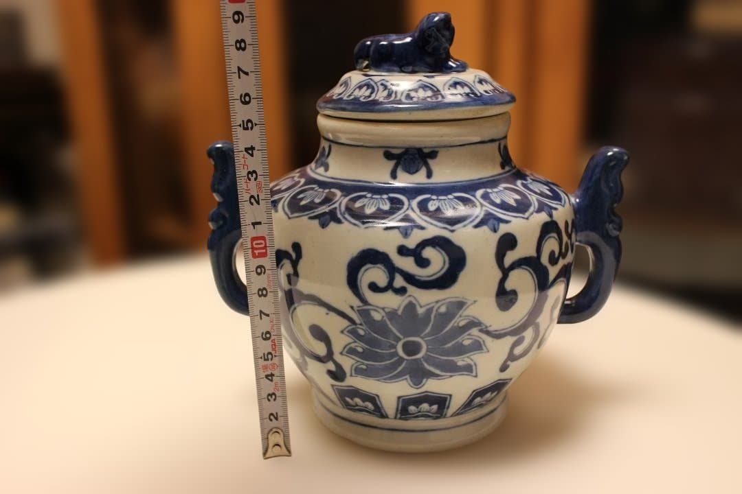 染付　　香炉　花瓶　壺　中国　乾隆年製　唐物