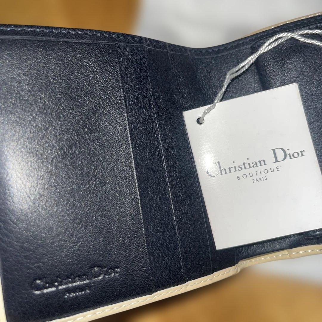 美品匿名Christian Dior クリスチャンディオール三つ折り財布ネイビー