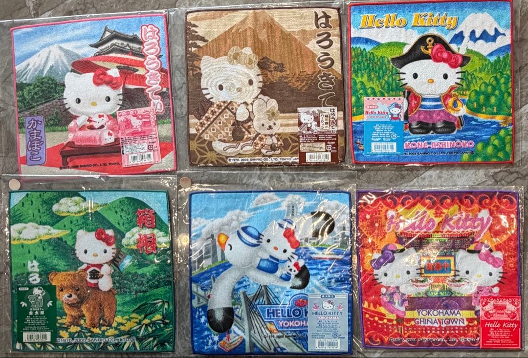 【希少】ハローキティ ご当地ハンカチ 91枚セット 未使用 平成レトロ