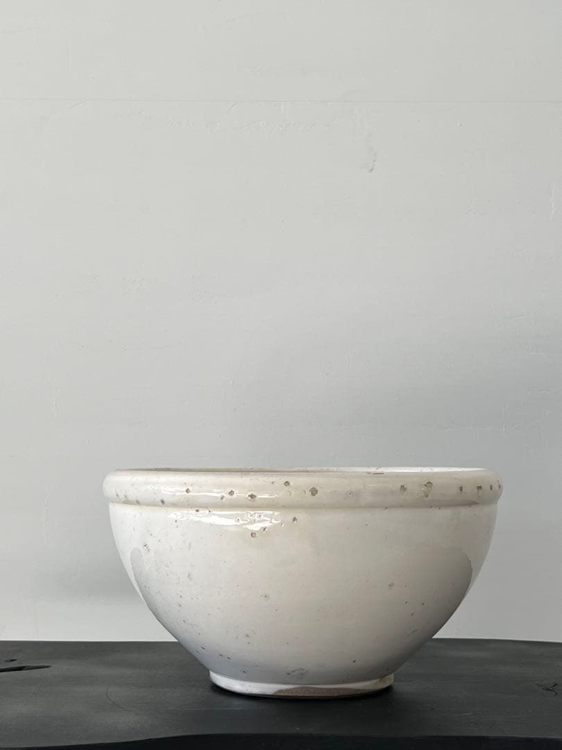 戦前 平清水焼 白磁鉢 ／ こね鉢 白磁ボウル デルフト