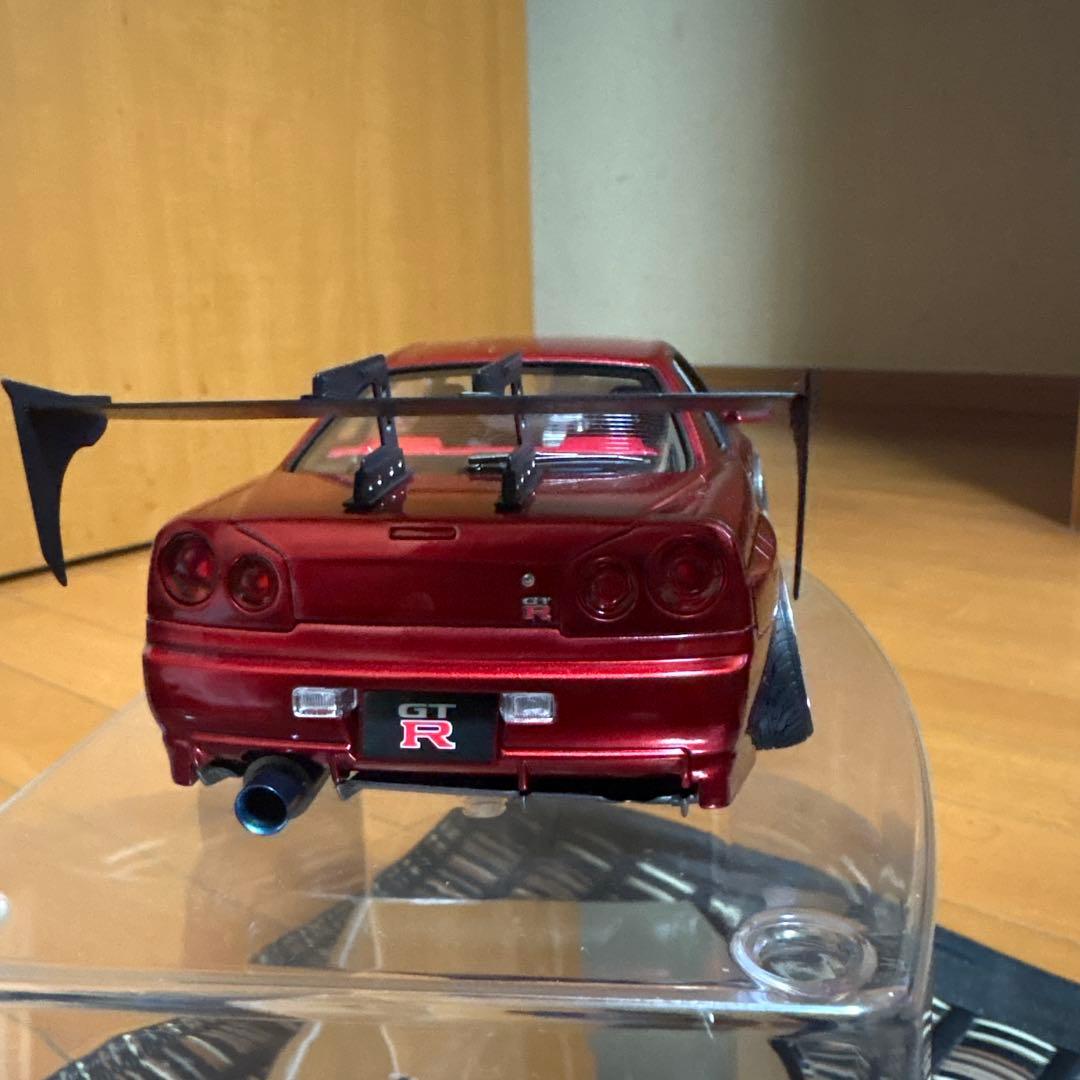 タミヤ 1/24 スカイライン GT-R R34 キャンディレッド塗装 完成品