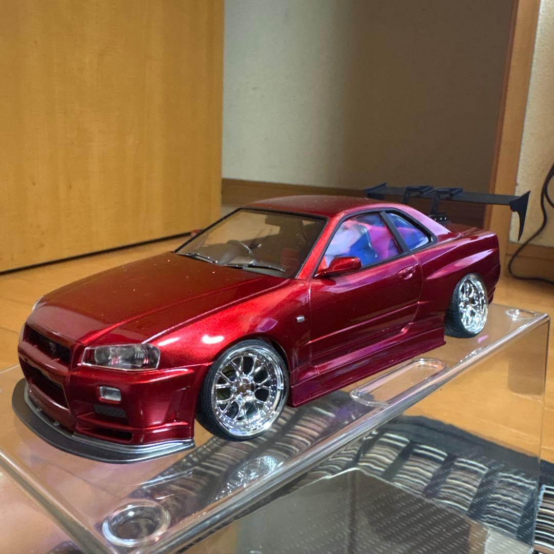 タミヤ 1/24 スカイライン GT-R R34 キャンディレッド塗装 完成品
