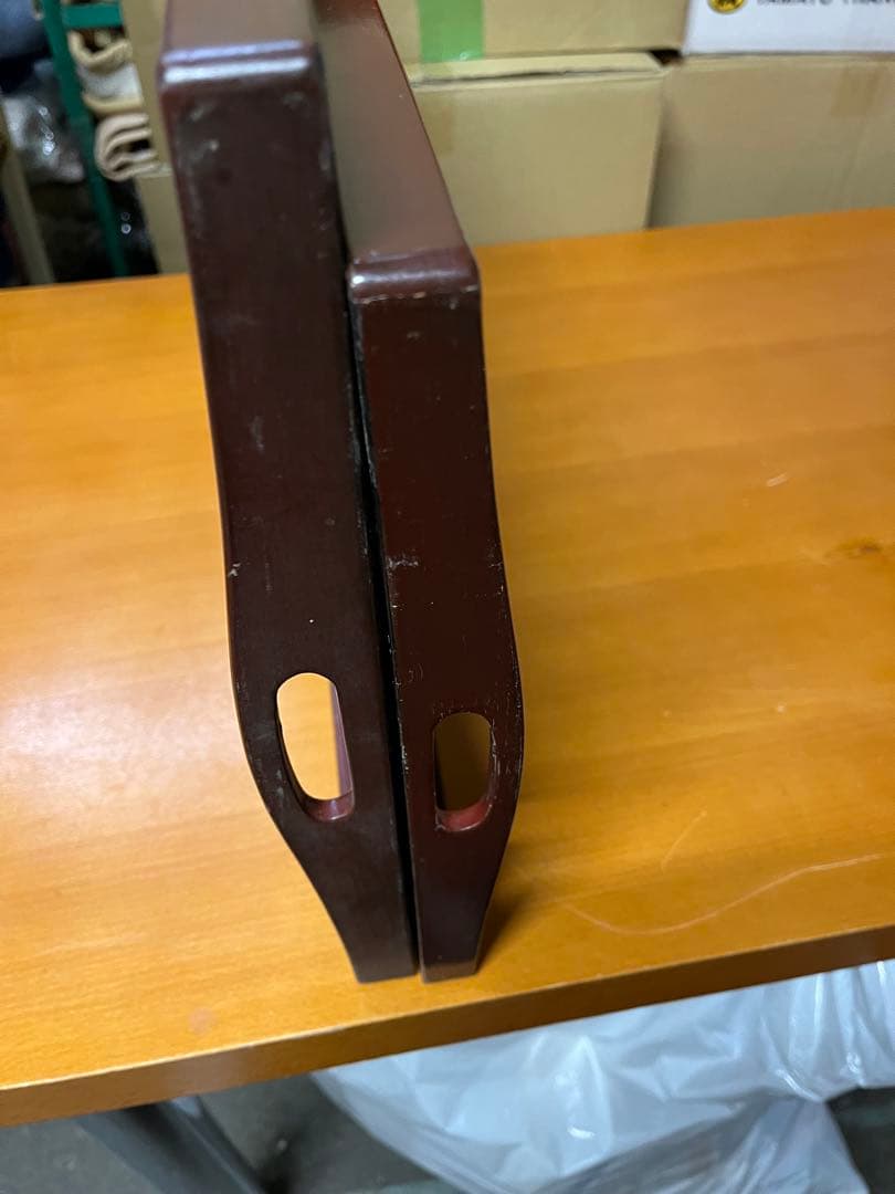 赤褐色　模様漆器膳2枚セット　アンティーク　レトロ　レア　お盆