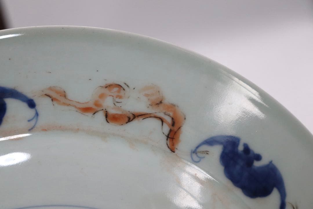 江戸　伊万里錦絵　大皿　蝙蝠　アンティーク　送料込み1006