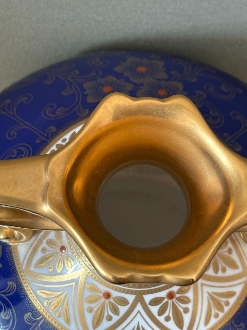 Noritake 美術品　花瓶　瑠璃金彩葡萄盛　52922 希少品　共箱付　美品