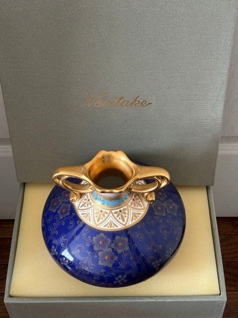 Noritake 美術品　花瓶　瑠璃金彩葡萄盛　52922 希少品　共箱付　美品