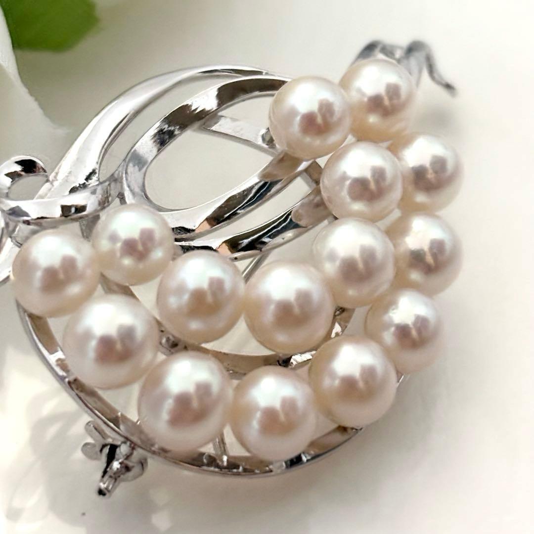 290【タサキ】シルバー　パール　ブローチ