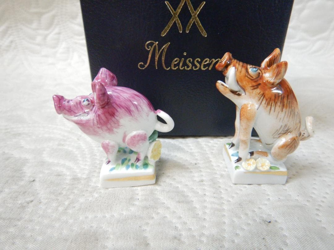 Meissen マイセン　イノシシ　猪　置物 2点セット