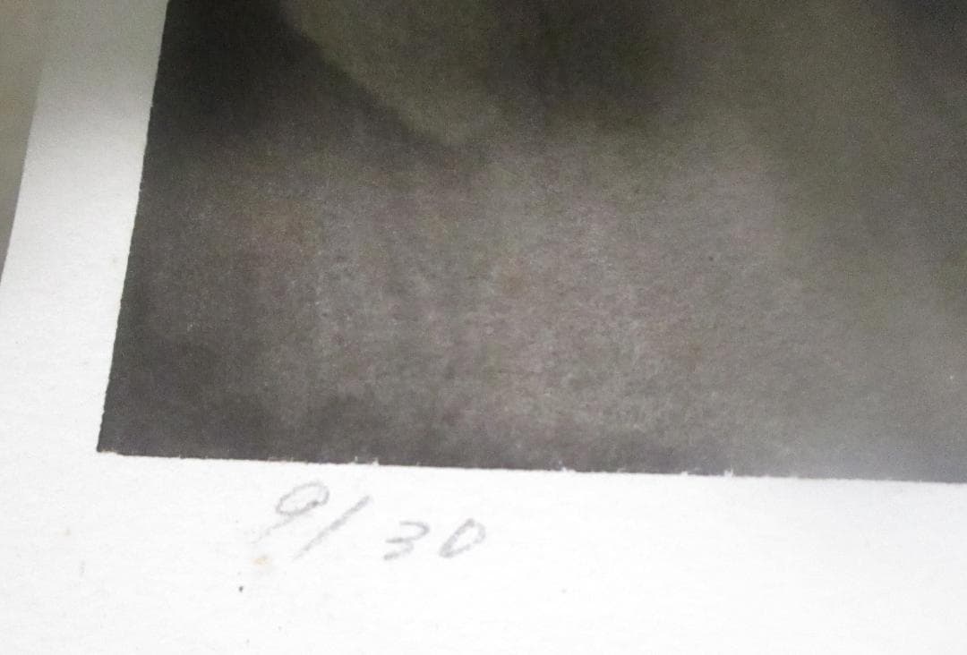 ■平野末光作　リトグラフ　仮題　裸婦　9/30　木製ガラス額　美品　■