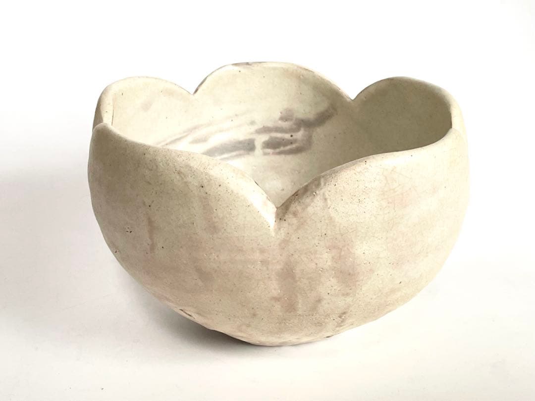 陶芸家　桃源窯　吉田喜彦　白花形鉢　菓子鉢　粉引　師　荒川豊蔵