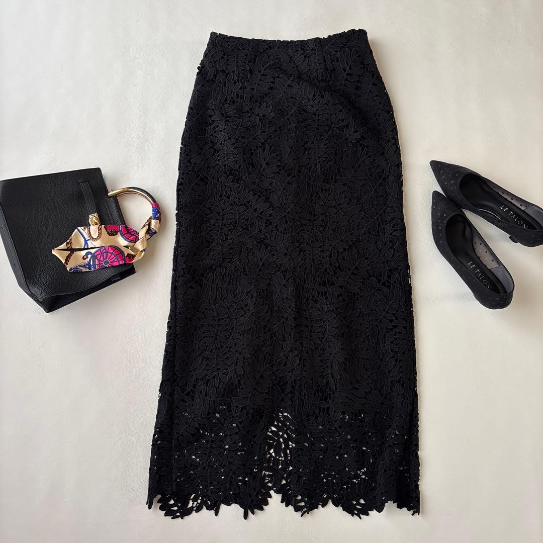 美品♡レジャ leja ドレス リーフレースカラー セットアップ ブラック M