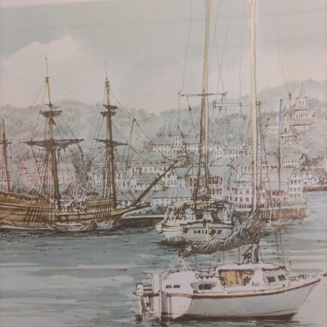 しんちゃん❢織田義郎、版画【ザ・メイフラワー】風景画、銅版画、エッチング、