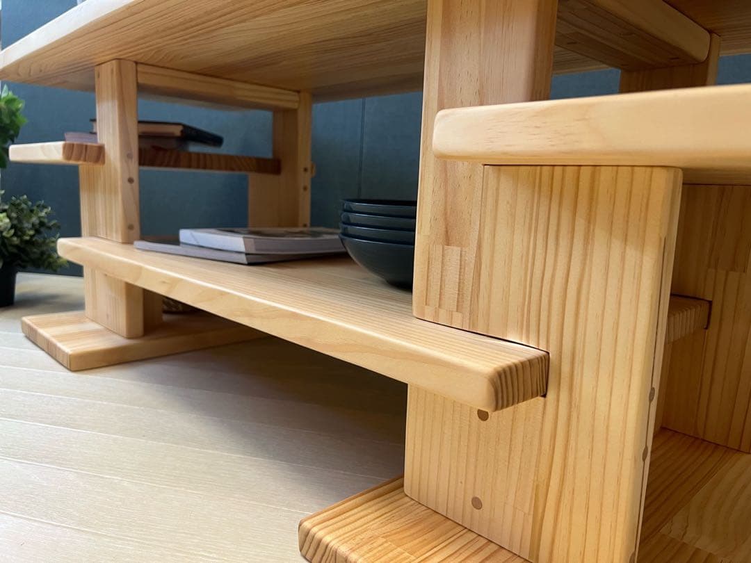 【在庫整理】 ローテーブル 木組みたっぷり収納 120cm 45cm パイン