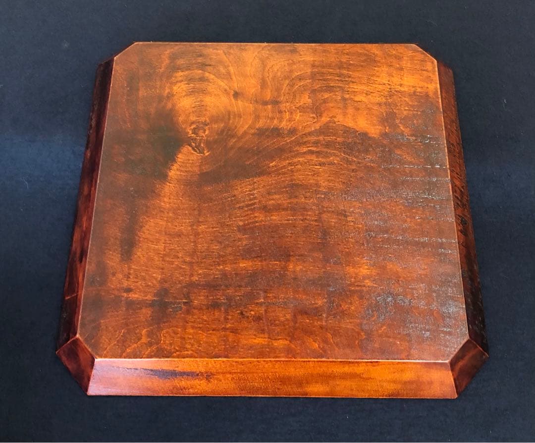 《R》伝統工芸 讃岐彫盆 四方盆 隅切 在銘 刳抜 共箱　250707E1