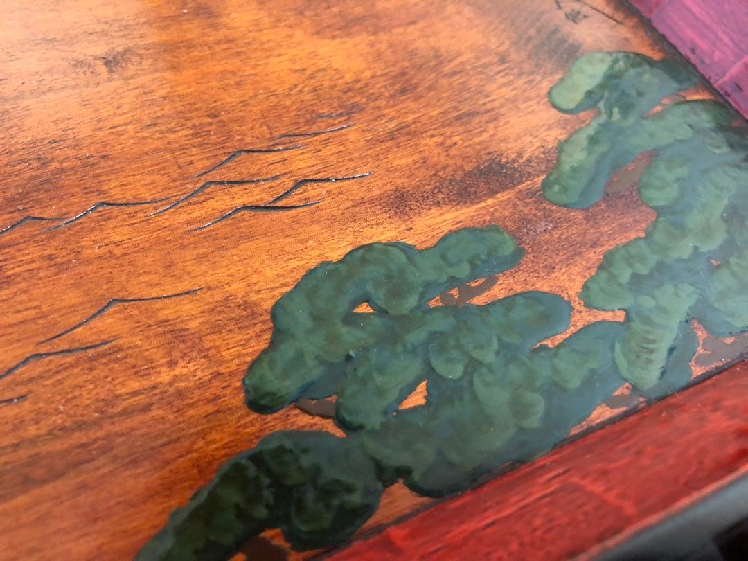 《R》伝統工芸 讃岐彫盆 四方盆 隅切 在銘 刳抜 共箱　250707E1