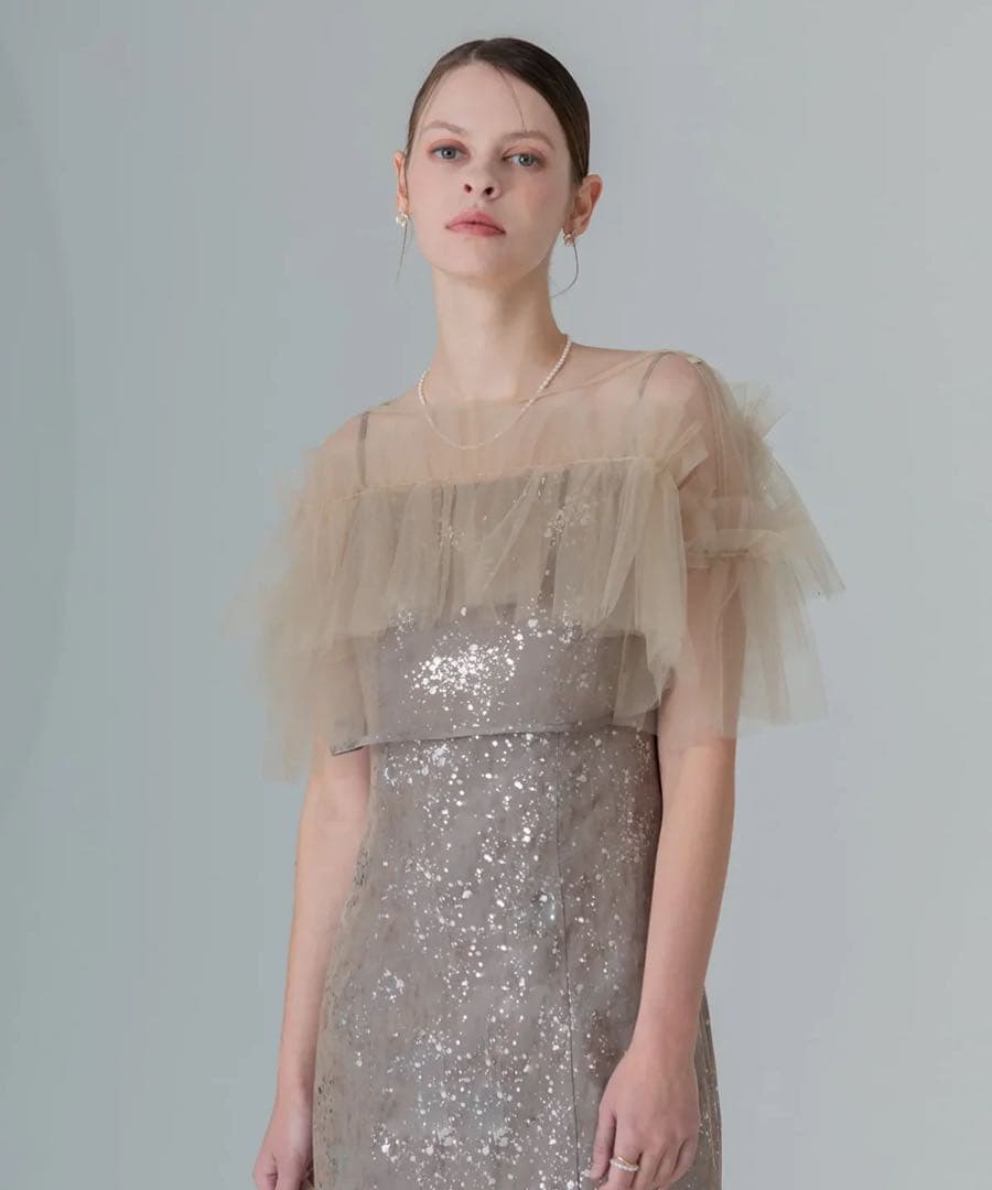 LEJA チュールフリルボレロペイントマーメイドワンピースドレス