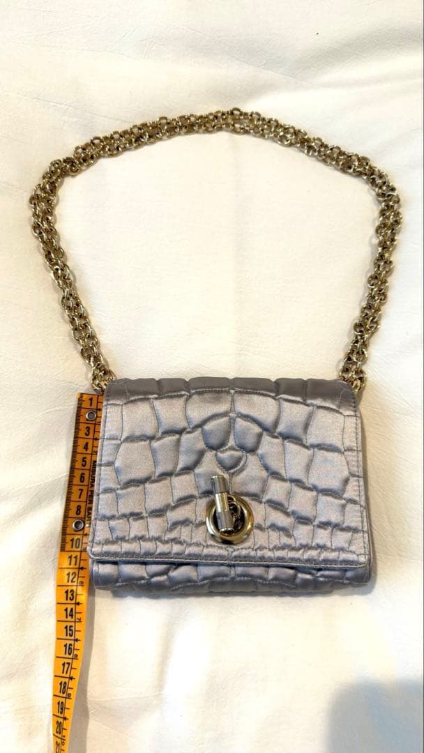 YSL シルバー 紫クロコダイル風 パーティーバッグ