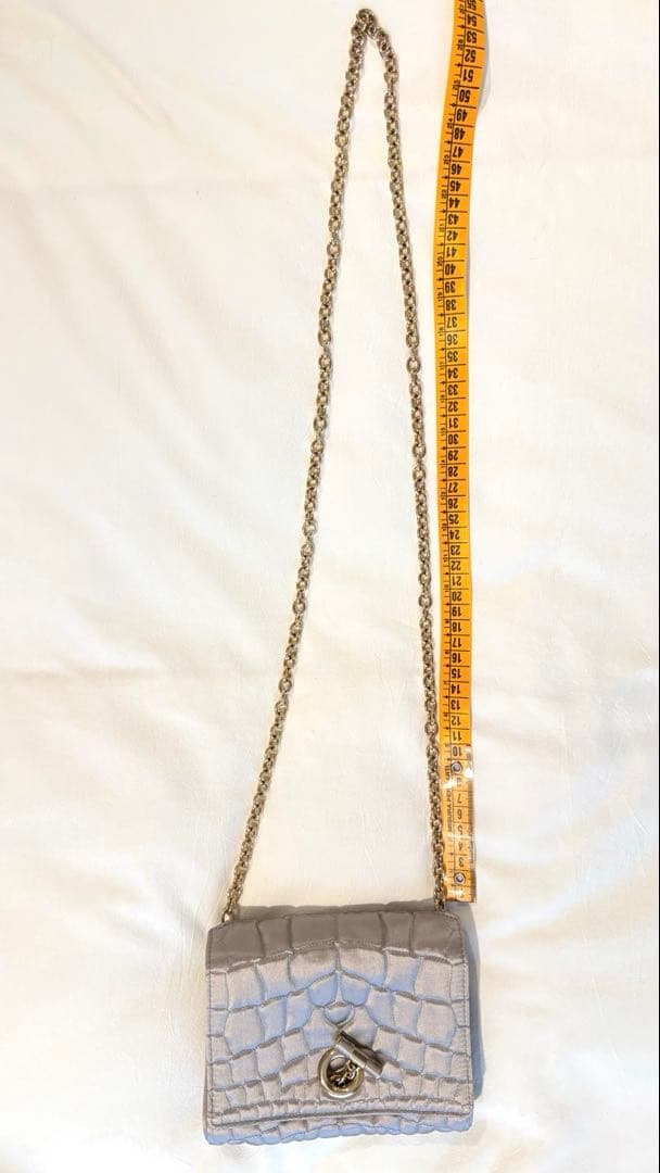 YSL シルバー 紫クロコダイル風 パーティーバッグ