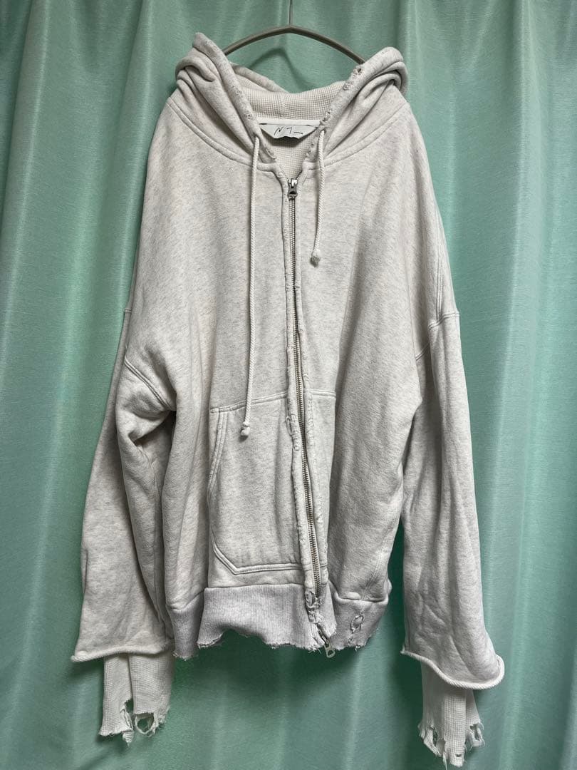 トップス ANCELLM layered zip up hoodie