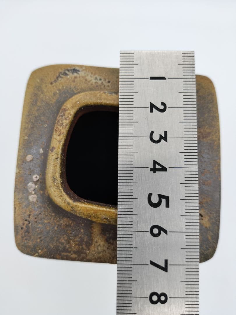 b80 花入 備前 窯変 四方 角 木村陶峰 木箱 茶道具 古物