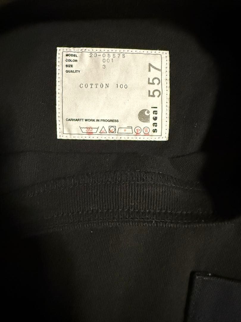 サカイ×Carhartt Tシャツ ブラック　サイズ3