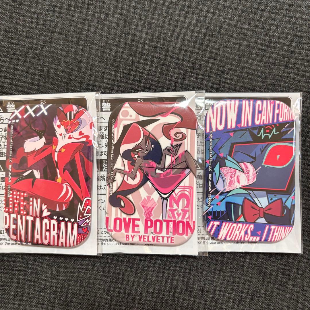 【未開封】 ハズビン・ホテルへようこそ スクエア缶バッジ Vees 3点セット