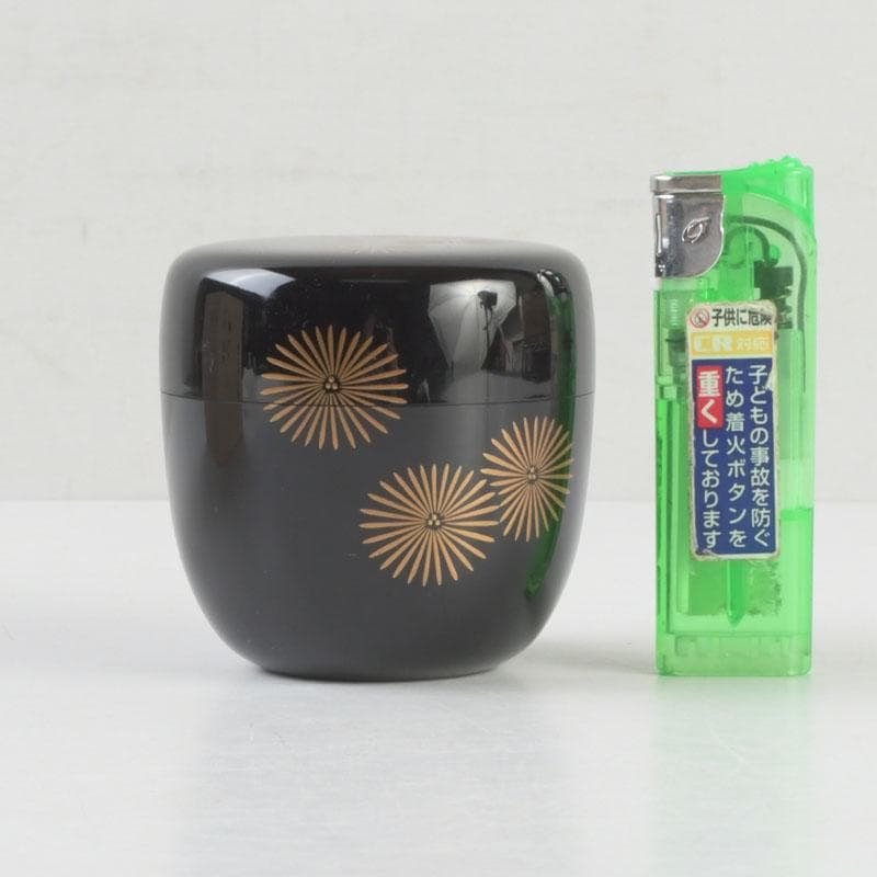 茶道具　中村湖彩作　朝顔蒔絵　中棗　共布共箱　V　9288