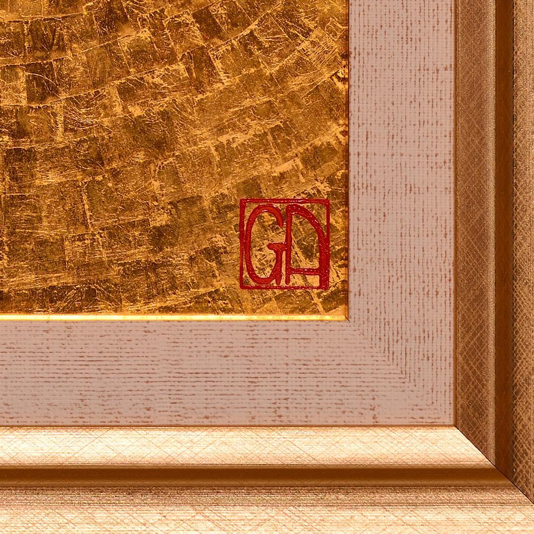 石川県金沢産24K純金箔使用●『太陽』●がんどうあつし絵画油絵膠日の丸日本輝き☆