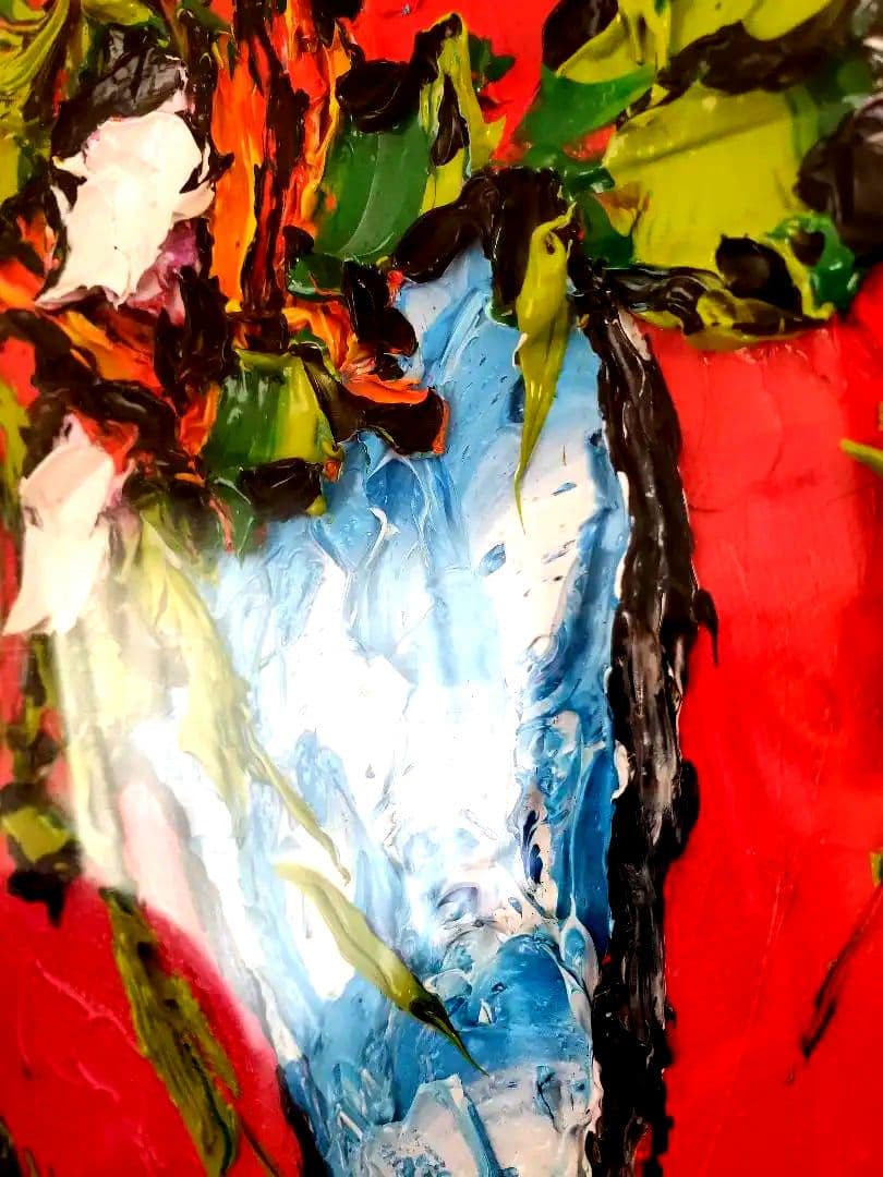 美品✨️油絵　アントワンキニブリー　レッド&ホワイト　64.5×74.5