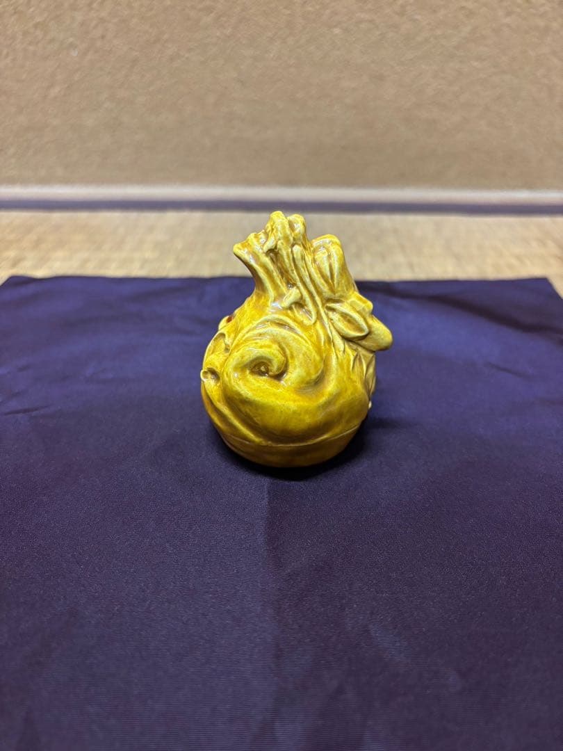 中村翠嵐　黄交趾　龍香合　交趾　干支　京焼