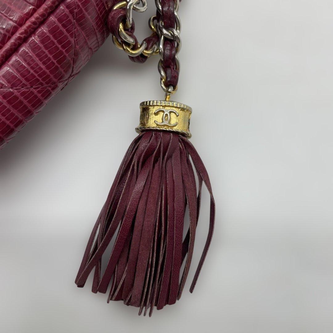 CHANEL シャネル リザード　チェーン　ショルダーバッグ マトラッセル