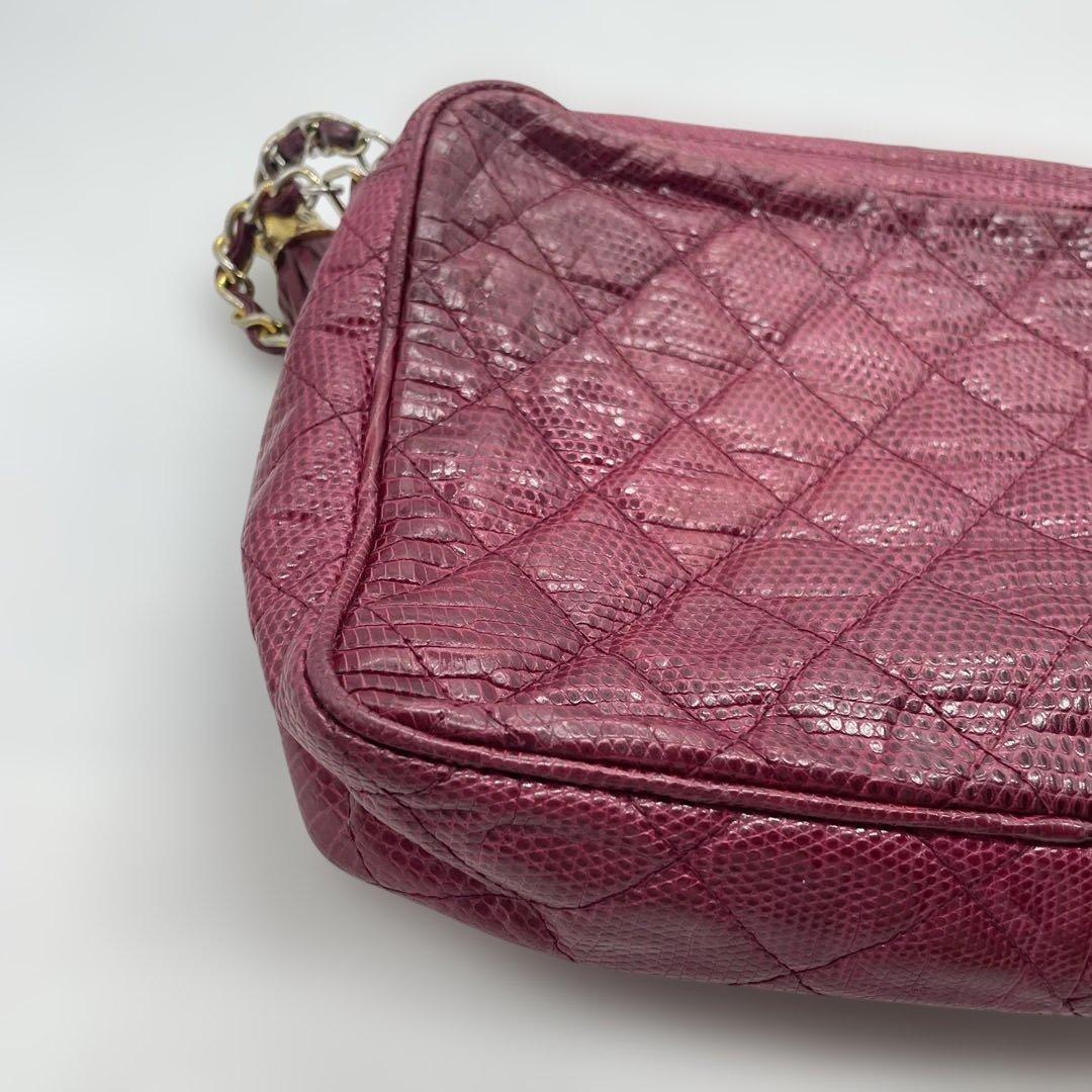 CHANEL シャネル リザード　チェーン　ショルダーバッグ マトラッセル