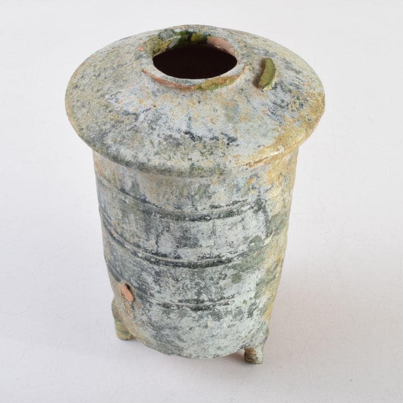 中国　漢緑釉　銀化　穀物倉　C　9229