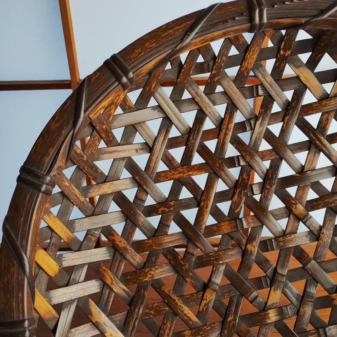 土佐の虎斑竹 かご 竹籠 竹細工 漆塗り 日本製 亀甲盛り籠