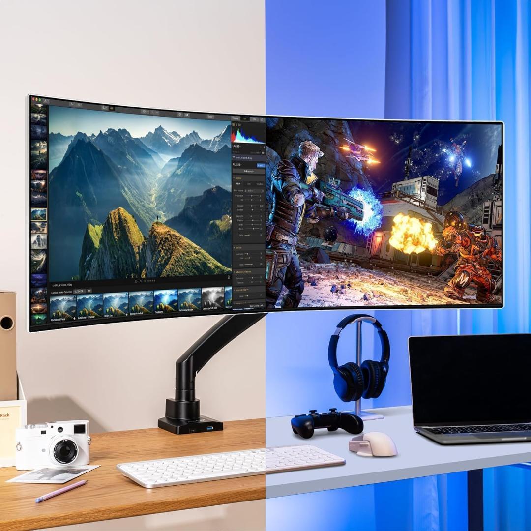 AVLT モニターアーム 1画面シングル 17-59インチ対応 USB-A・C