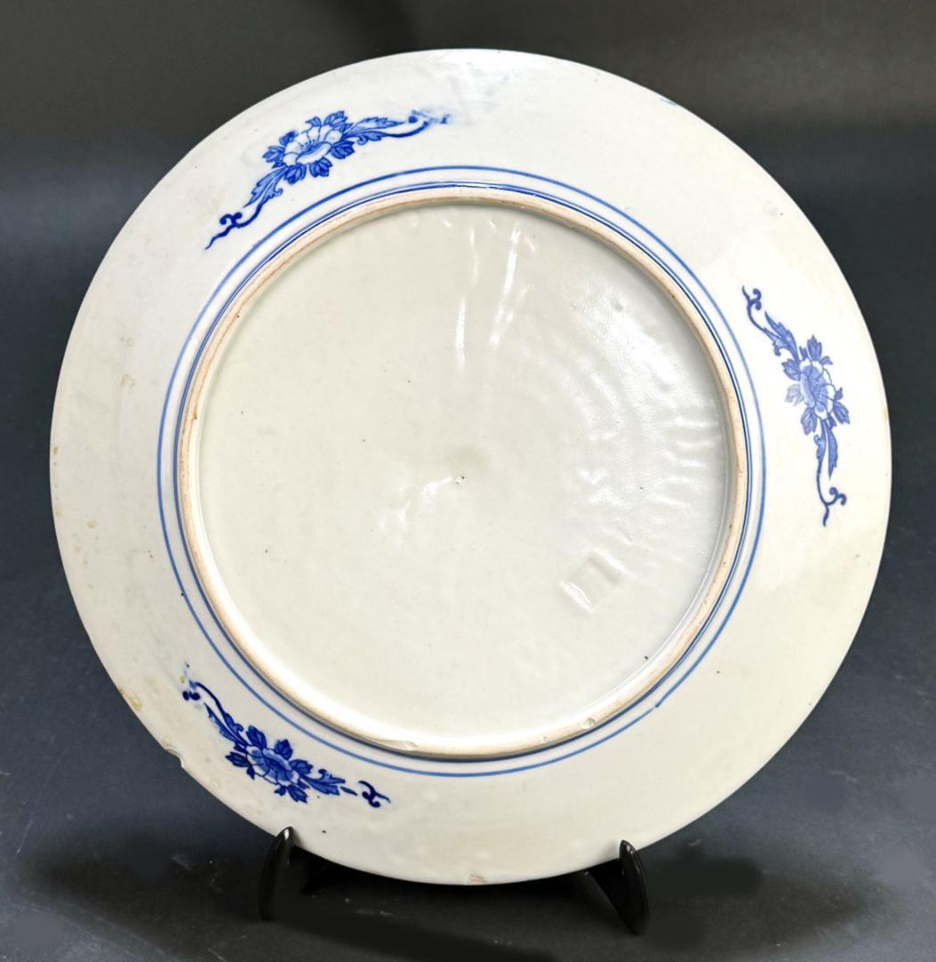 江戸時代 古伊万里 古染付上村印判松竹梅文大皿 約直径30.5cmWWTT167