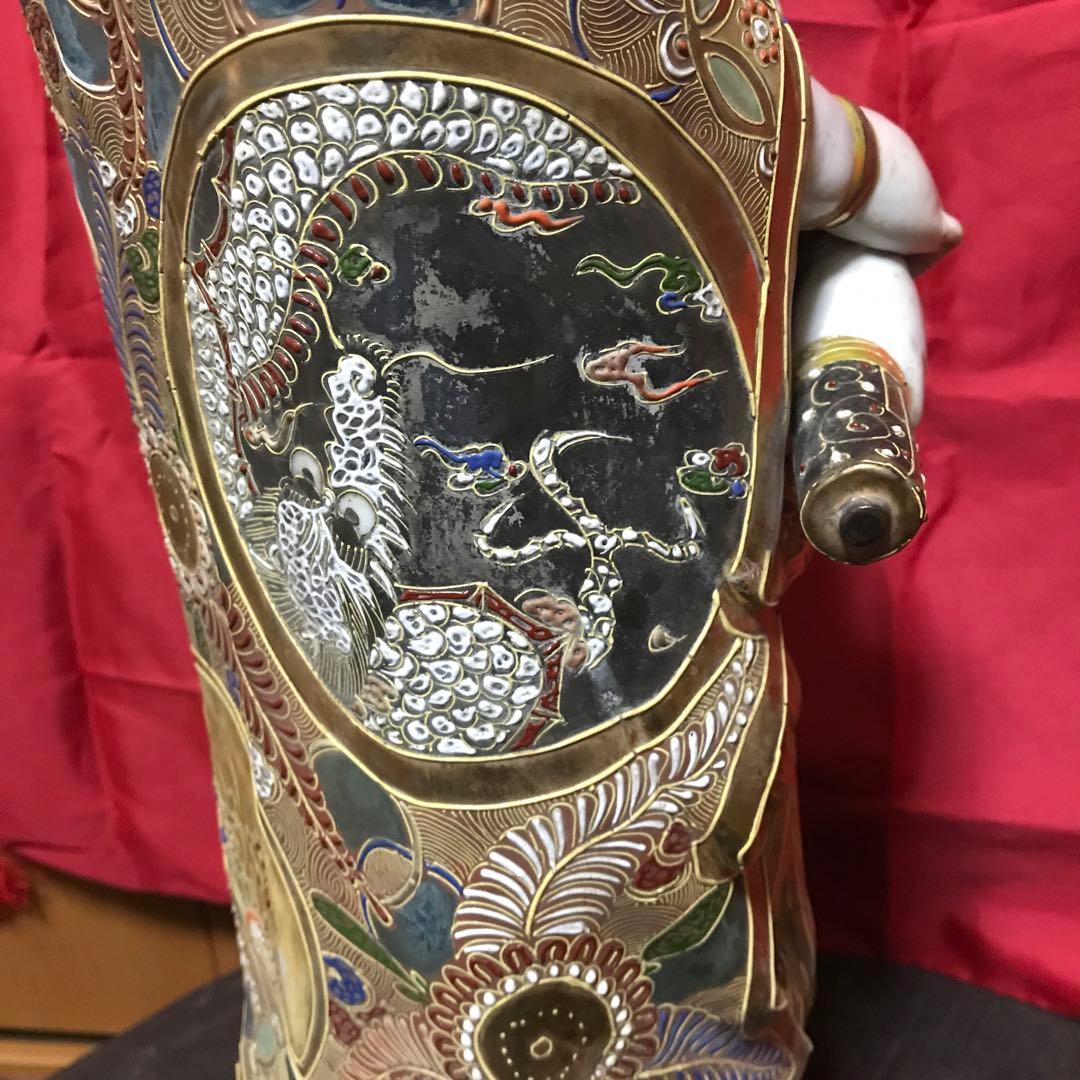 開運‼️古美術 骨董品 工芸品 九谷焼 ‼️縁起置物 ♣大型観音立像 守護仏♣