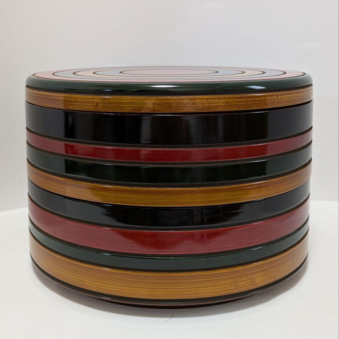 コマ二段丸重とコマ小器11碗 香川漆器　独楽塗