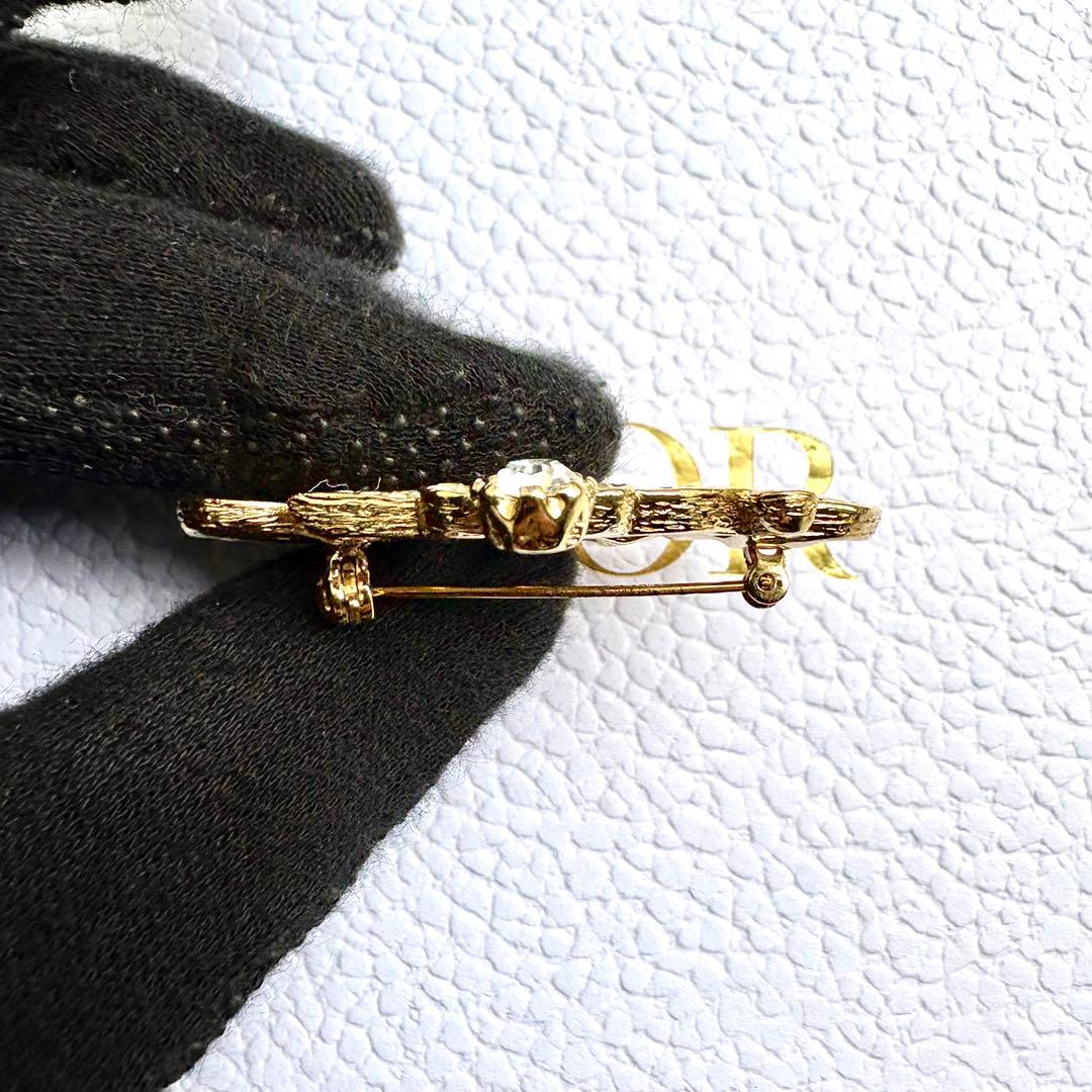 極美品✨ディオール ブローチ エンブレム ラインストーン ヴィンテージ