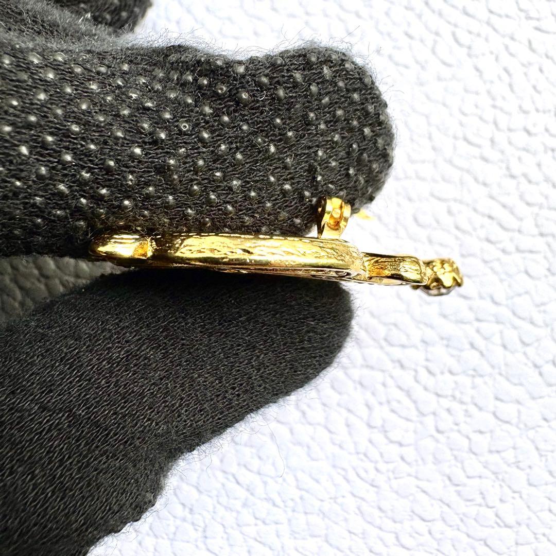 極美品✨ディオール ブローチ エンブレム ラインストーン ヴィンテージ