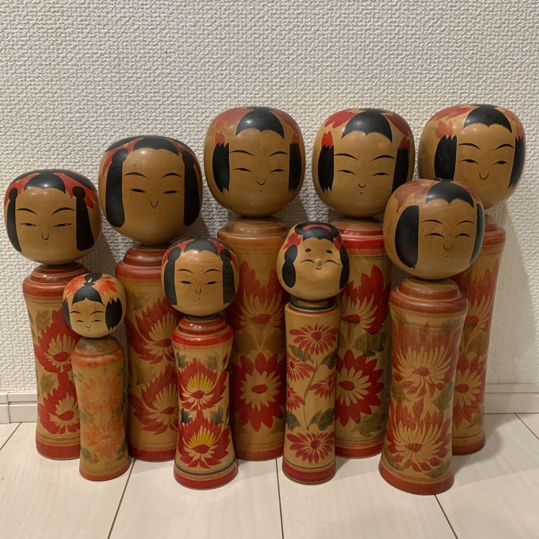 ♦️こけし9体♦️遊佐福寿(1930~2001)♦️ 高橋盛(1890～1973）