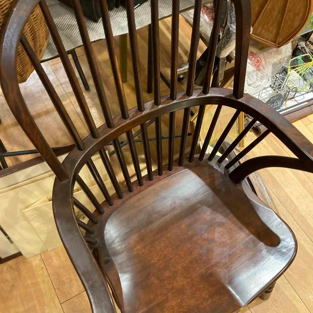 格安❣️松本民藝家具木製アームチェア ダークブラウン スピンドルバック美品です