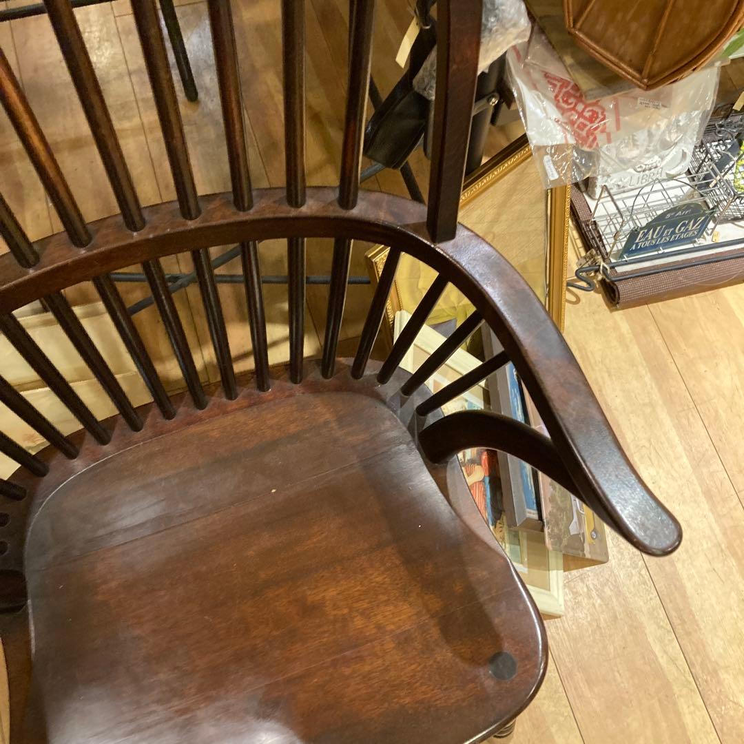 格安❣️松本民藝家具木製アームチェア ダークブラウン スピンドルバック美品です
