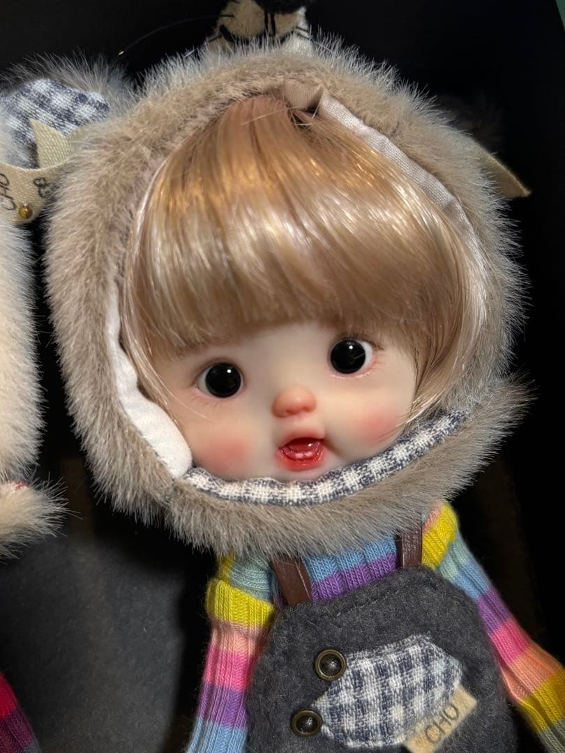 粘土ヘッドドール　海外作家様　2体セット　お洋服付き