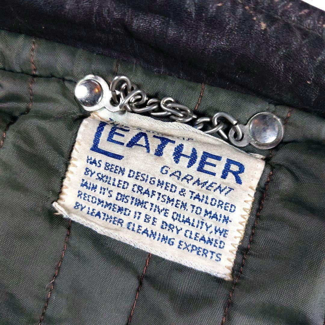 60~70s 希少 シングルレザーライダース 五角形TALON 逆ハの字ジップ