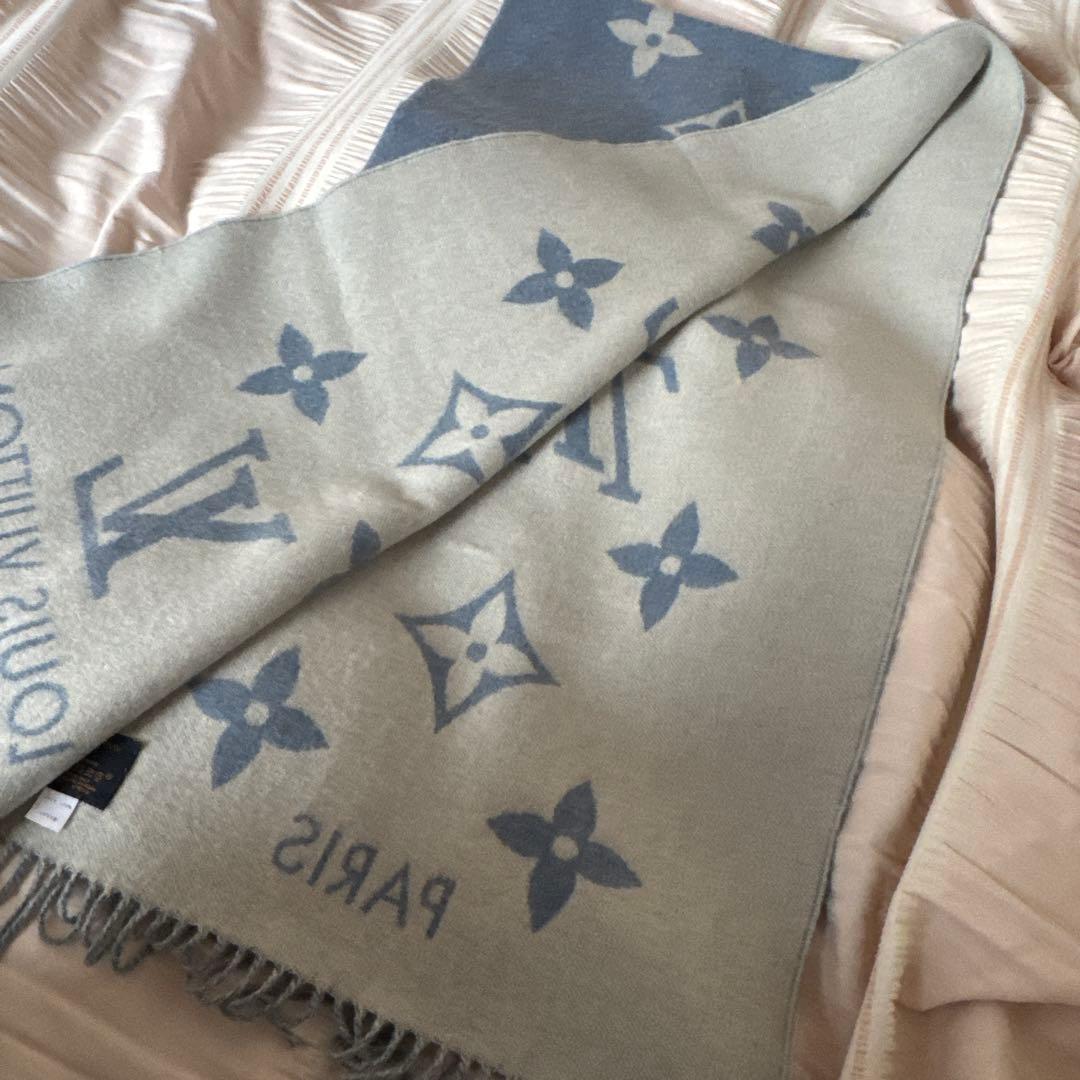 ルイヴィトン マフラー レイキャビック ライトブルー×グレーM75704