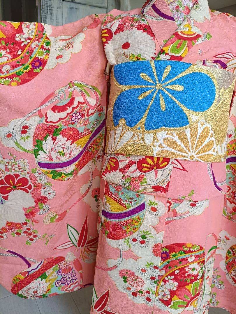 アンティークくすみピンクの着物単品