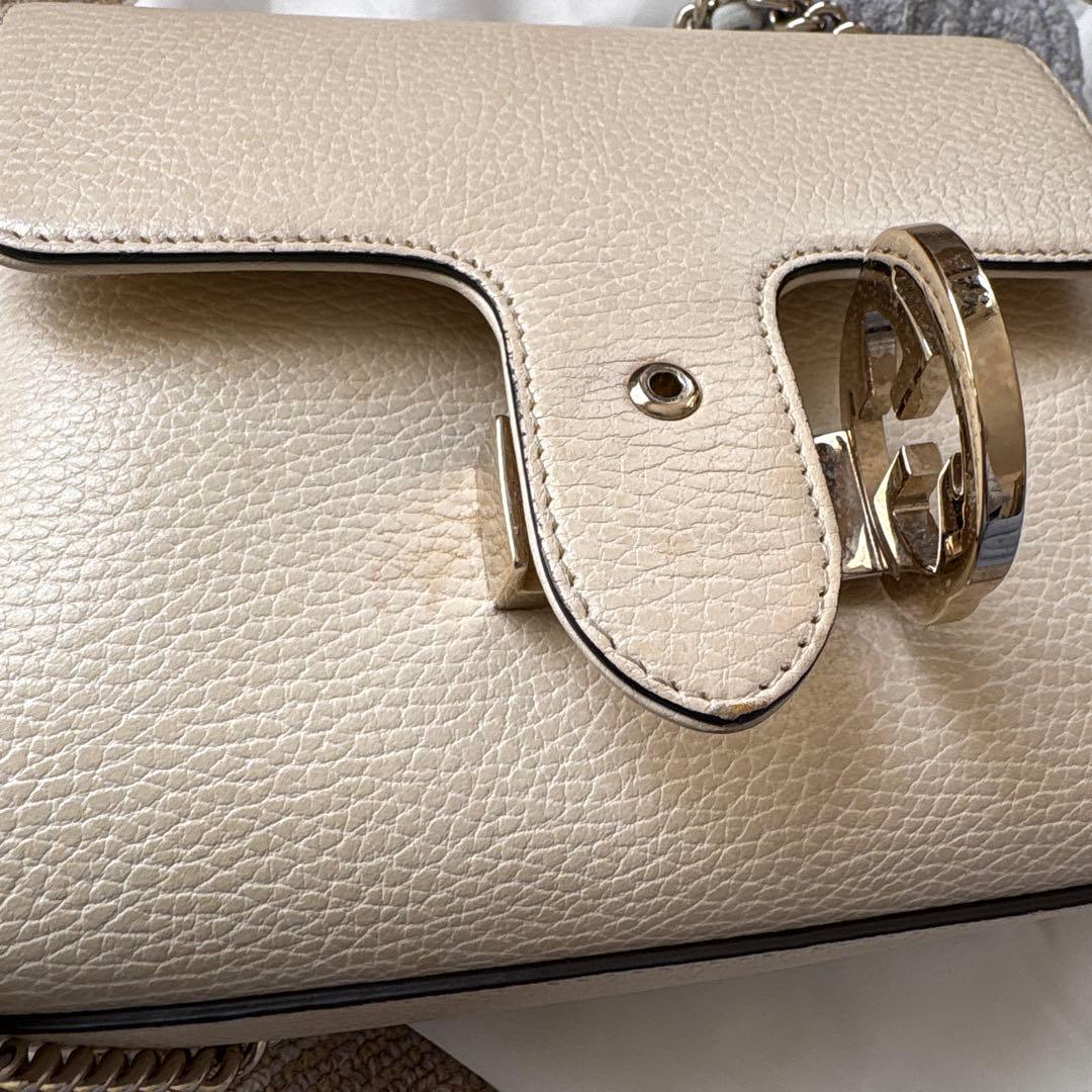 ✈*様 GUCCI ベージュ レザー ショルダーバッグ