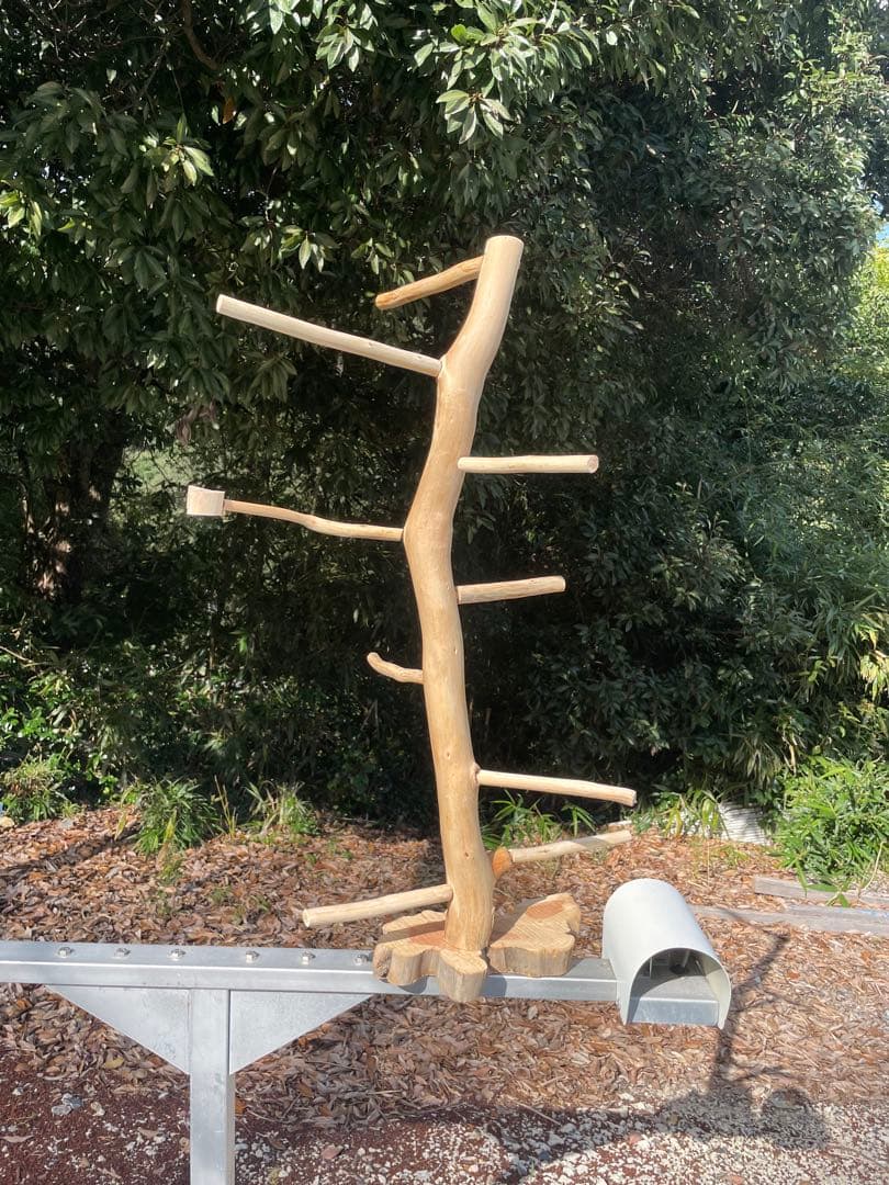 国産ヒノキ　鳥用止まり木　中型インコ用　スタンド　約100センチ