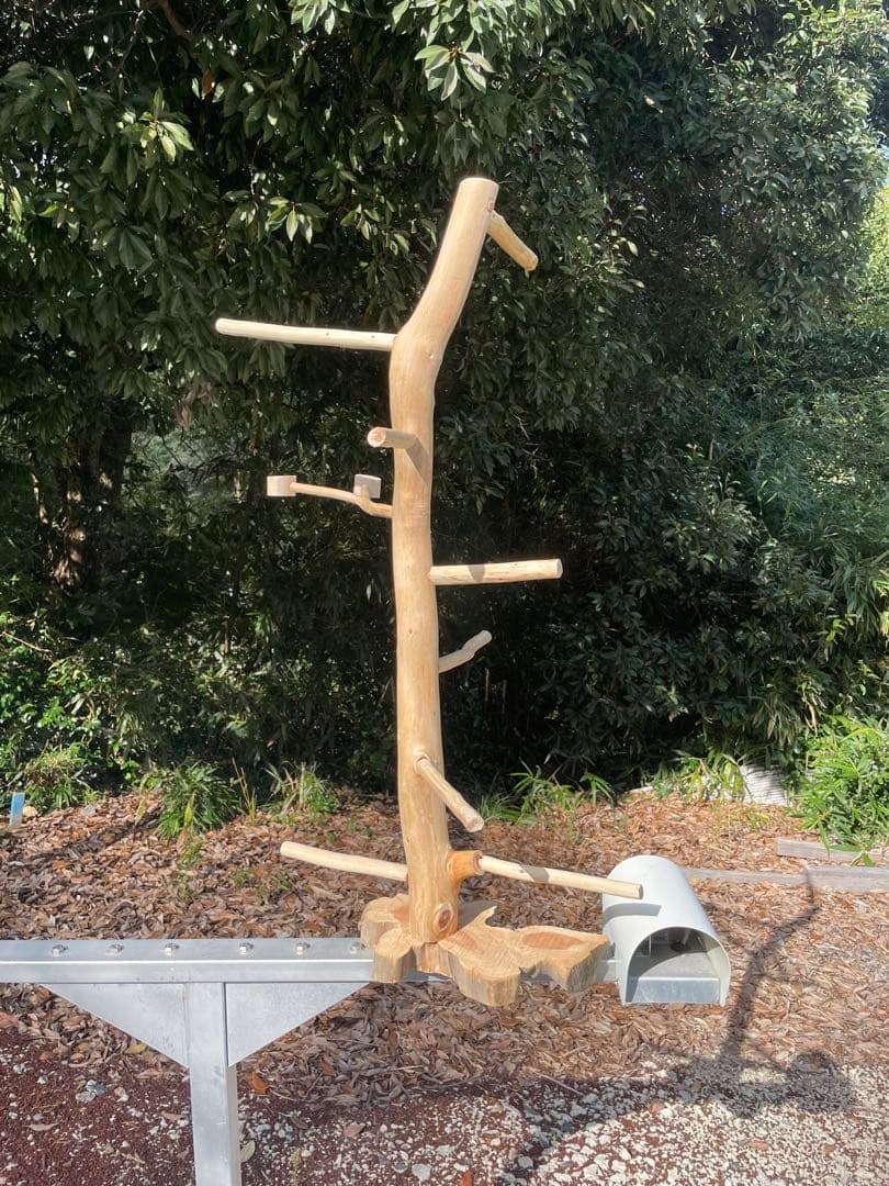 国産ヒノキ　鳥用止まり木　中型インコ用　スタンド　約100センチ